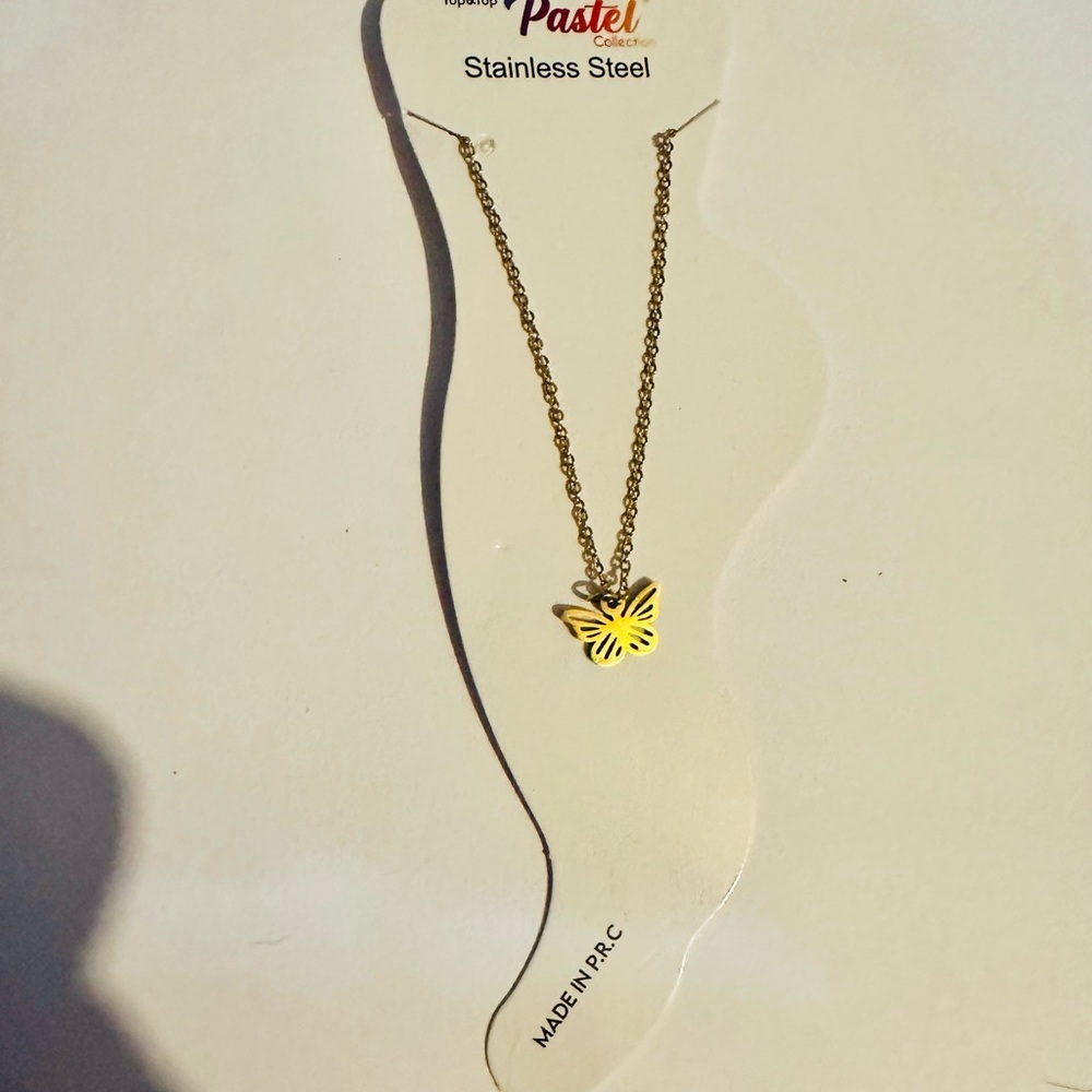 Stainless Steel Gold Tone Butterfly Anklet